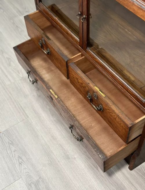 SMALL OAK BARRISTERS BOOKCASE C1910 - ADDITIONAL PHOTO 6
