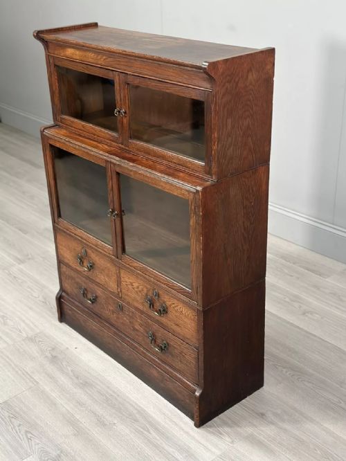 SMALL OAK BARRISTERS BOOKCASE C1910 - ADDITIONAL PHOTO 7