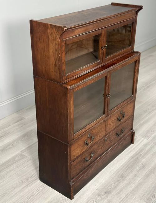 SMALL OAK BARRISTERS BOOKCASE C1910 - ADDITIONAL PHOTO 8