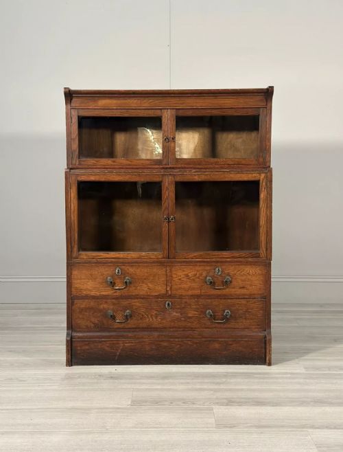 SMALL OAK BARRISTERS BOOKCASE C1910 - ADDITIONAL PHOTO 9