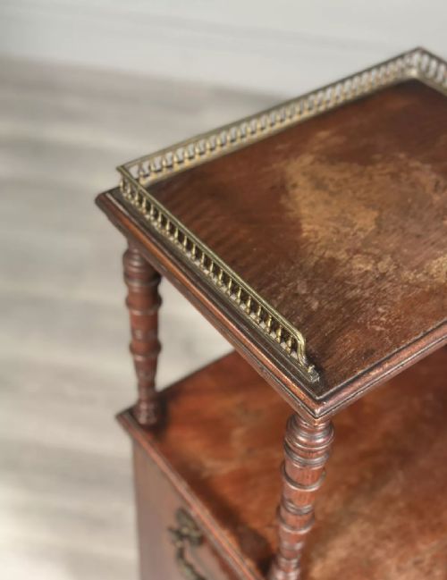 A LATE VICTORIAN AESTHETIC MOVEMENT MAHOGANY FIRESIDE PURDONIUM - ADDITIONAL PHOTO 2