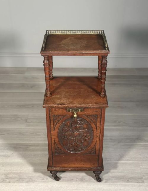 A LATE VICTORIAN AESTHETIC MOVEMENT MAHOGANY FIRESIDE PURDONIUM - ADDITIONAL PHOTO 5