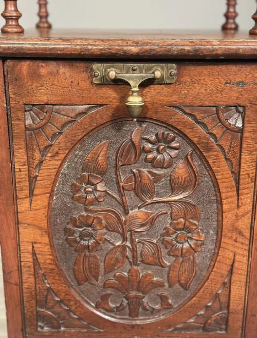 A LATE VICTORIAN AESTHETIC MOVEMENT MAHOGANY FIRESIDE PURDONIUM - ADDITIONAL PHOTO 8