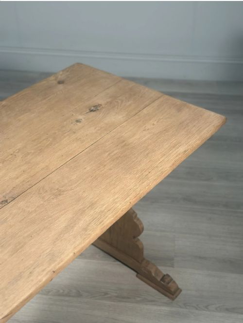 ANTIQUE LIGHT OAK FARMHOUSE DINING TABLE - ADDITIONAL PHOTO 4