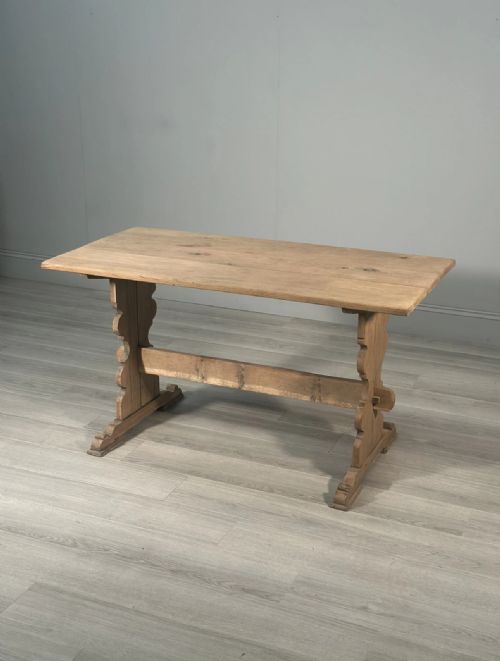 ANTIQUE LIGHT OAK FARMHOUSE DINING TABLE - ADDITIONAL PHOTO 6