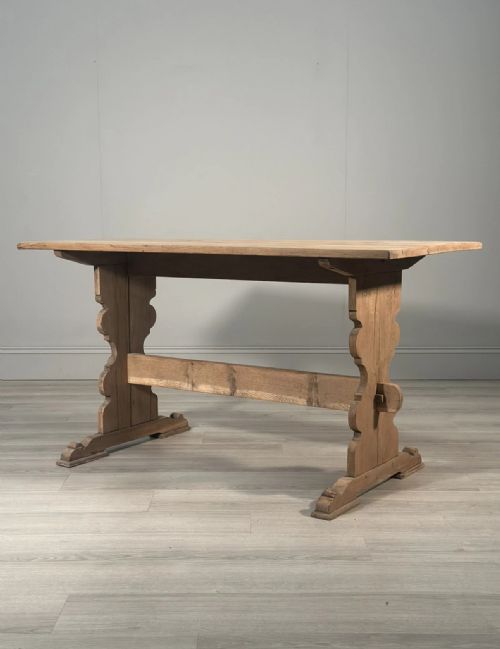 ANTIQUE LIGHT OAK FARMHOUSE DINING TABLE - ADDITIONAL PHOTO 8