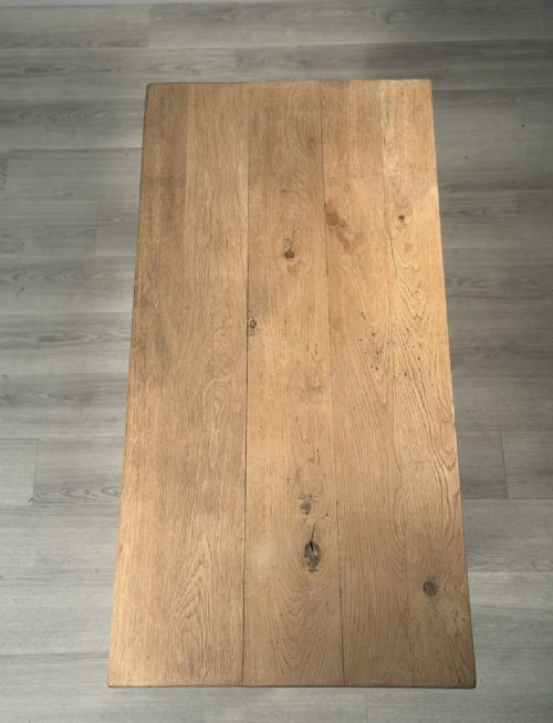 ANTIQUE LIGHT OAK FARMHOUSE DINING TABLE - ADDITIONAL PHOTO 10