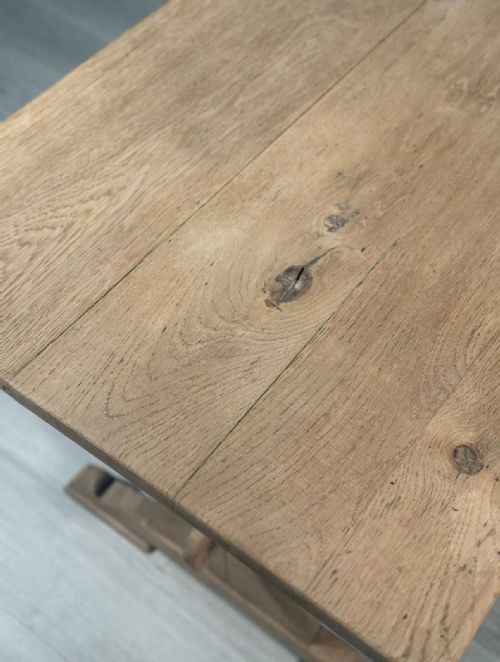 ANTIQUE LIGHT OAK FARMHOUSE DINING TABLE - ADDITIONAL PHOTO 11