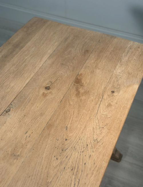 ANTIQUE LIGHT OAK FARMHOUSE DINING TABLE - ADDITIONAL PHOTO 12