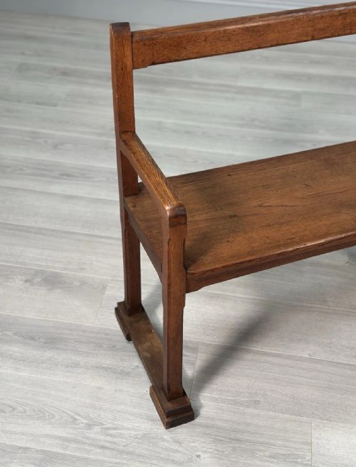 ARTS CRAFTS OAK BENCH C1930 - ADDITIONAL PHOTO 1