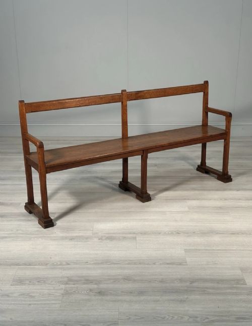 ARTS CRAFTS OAK BENCH C1930 - ADDITIONAL PHOTO 5