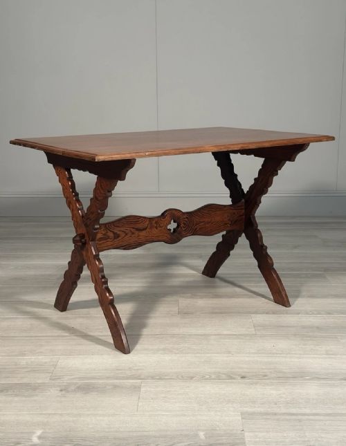 ECCLESIASTICAL PITCH PINE WRITING TABLE C1910 - ADDITIONAL PHOTO 1