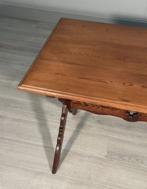ECCLESIASTICAL PITCH PINE WRITING TABLE C1910 - ADDITIONAL PHOTO 6