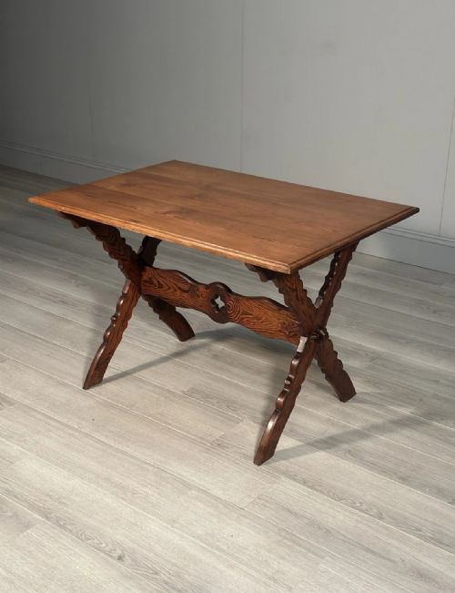 ECCLESIASTICAL PITCH PINE WRITING TABLE C1910 - ADDITIONAL PHOTO 7