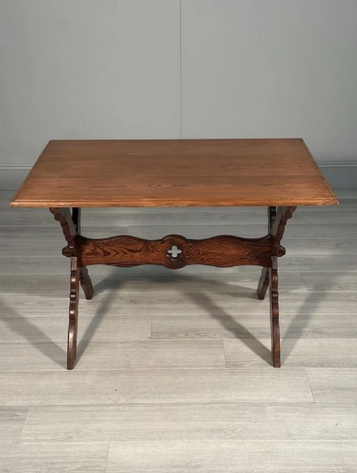 ECCLESIASTICAL PITCH PINE WRITING TABLE C1910 - ADDITIONAL PHOTO 8