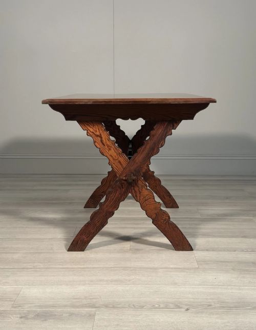 ECCLESIASTICAL PITCH PINE WRITING TABLE C1910 - ADDITIONAL PHOTO 9
