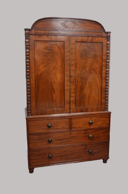 Antique Regency Mahogany Linen Press