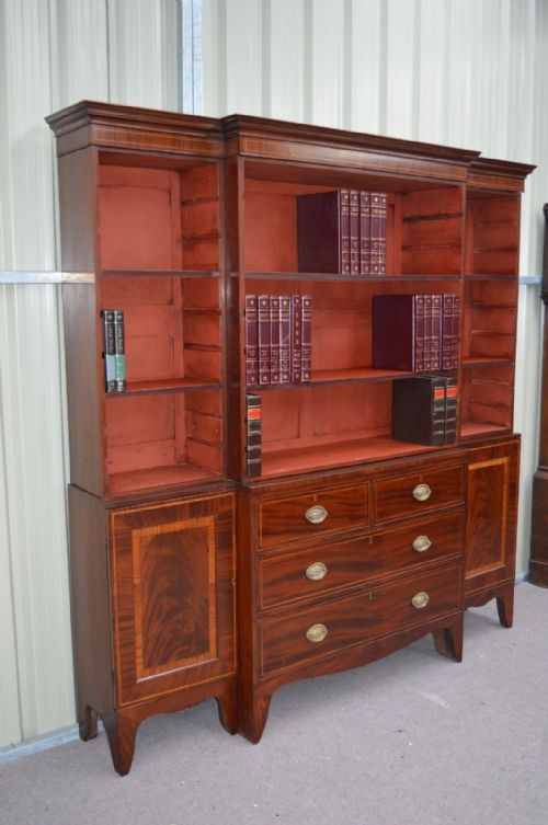 fig 1. Georgian mahogany breakfront open bookcase