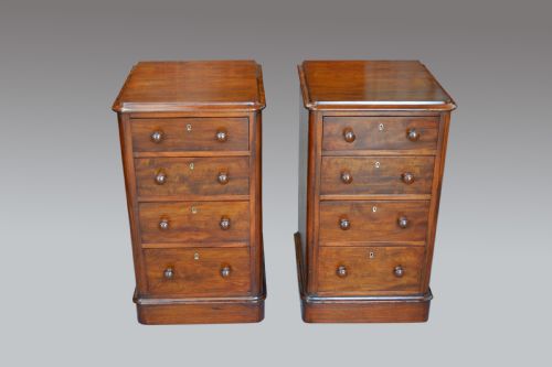 Pair of Antique Victorian Mahogany Bedside Chest of Drawers Hobbs & Co London