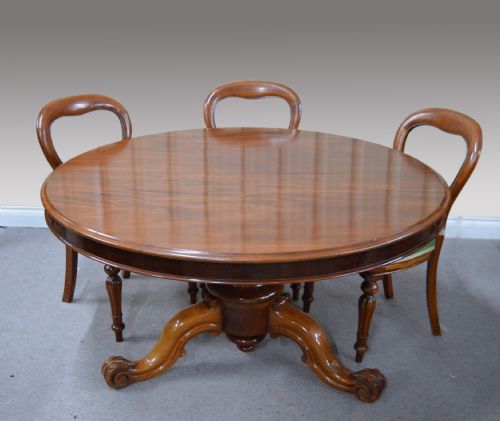 Large Round Circular Antique Victorian Dining Table