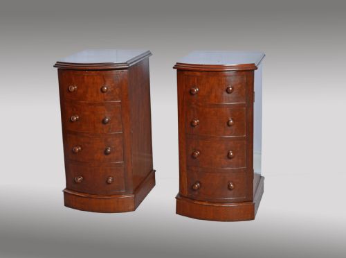 Pair of Victorian Mahogany Bow Front Bedside Cabinets
