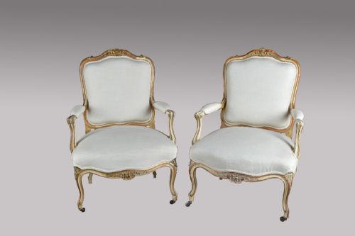 Pair of 19th Century French Louis Style Fauteuils Arm Chairs