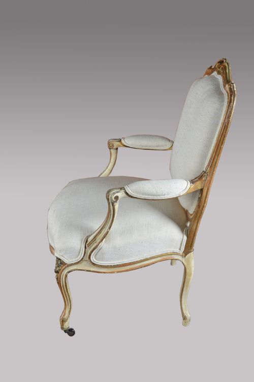 fig 1. pair of 19th century French louis style fauteuils arm chairs