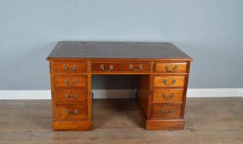 Edwardian Walnut Pedestal Desk