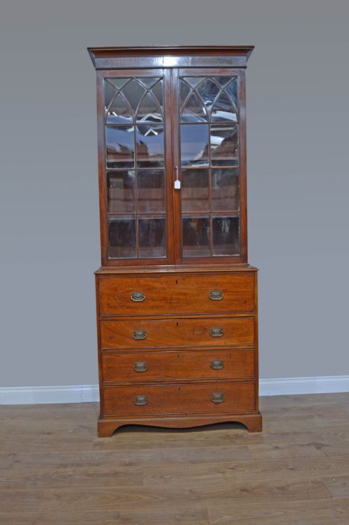 Antique Georgian Mahogany Secretaire Bookcase