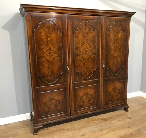 Antique Walnut Triple Wardrobe Waring and Gillows
