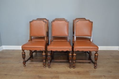 Antique Set of 6 Six Oak Chairs