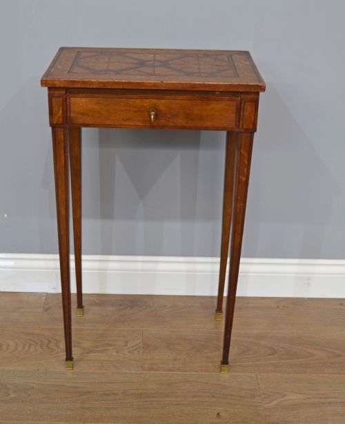 Antique Oak Parquetry Top Side Table