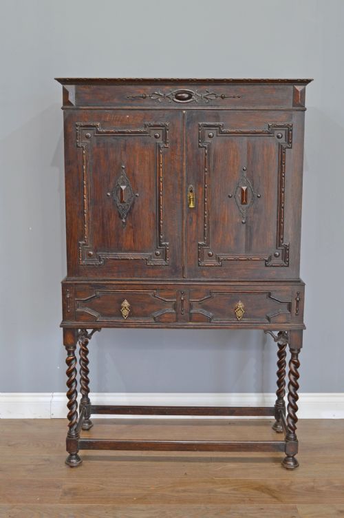 Jacobean Style Oak Cupboard on Stand