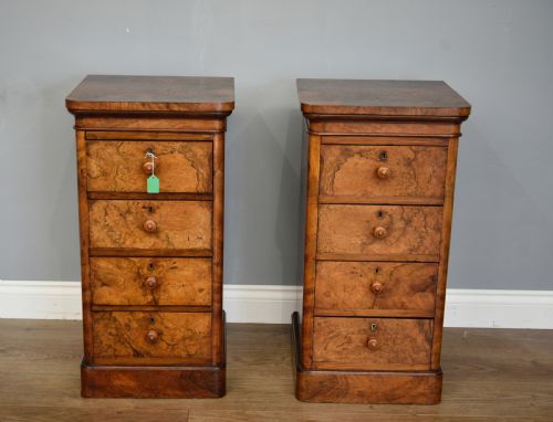 Pair of Victorian Walnut Bedside Chests of Drawers