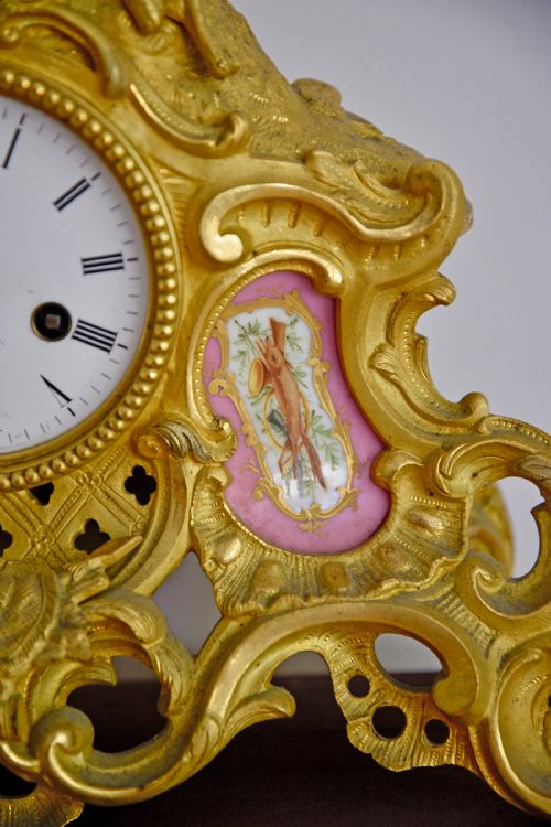 fig 2. Antique French gilt bronze and Sevres porcelain mantle clock
