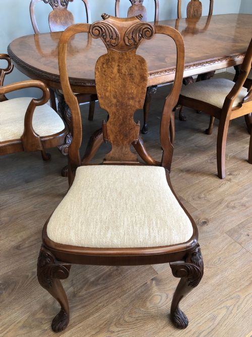 fig 2. Walnut Queen Anne style dining table and 8 chairs
