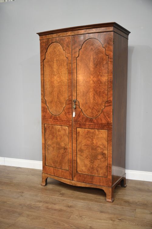 Bur Walnut Bow Front Wardrobe Maples & Co