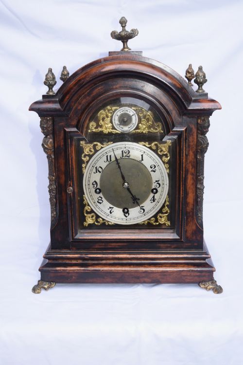 Antique Walnut 8 Day Quarter Strike and Chime Bracket /Mantle Clock
