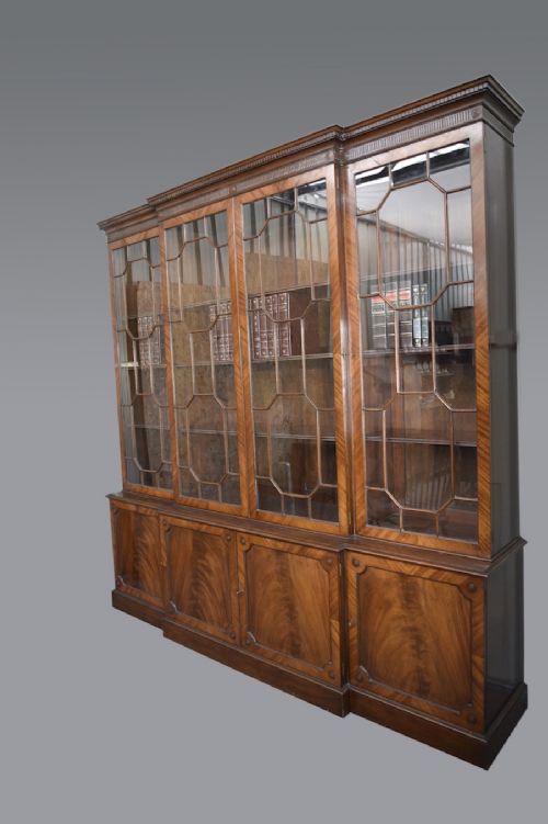 fig 1. large Georgian style mahogany library breakfront bookcase