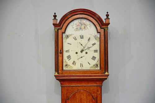 fig 1. Antique oak grandfather clock R Fowle east Grinstead