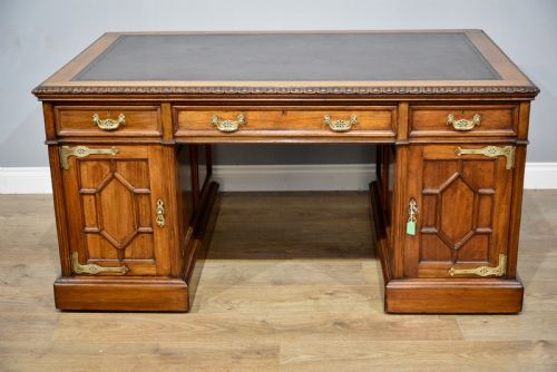 fig 1. Maple & co Antique walnut arts & crafts partners desk