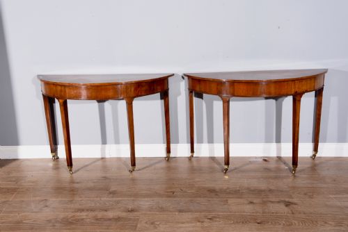 Pair of Georgian Mahogany Demi Lune Console Tables