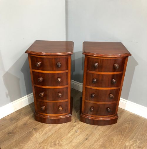 Pair of Victorian Mahogany Bow Front Bedside Chests of Drawers