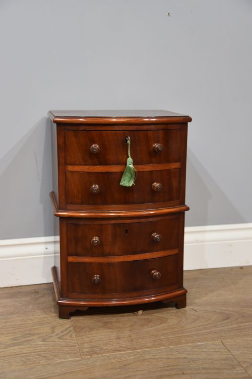 Small Victorian Bow Front Mahogany  Apprentice Chest Sampler