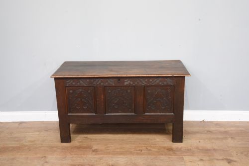 Late 18th Century Carved Oak Coffer