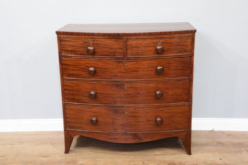 Antique Georgian Mahogany Bow Front Chest of Drawers