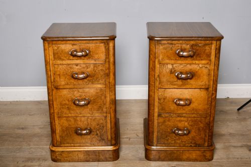 Antique Pair of Victorian Walnut Bedside Chests of Drawers