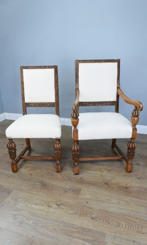 fig 1. Set of eight carved oak chairs