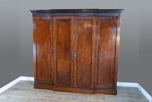 19th Century Georgian Style Four Door Mahogany Breakfront Wardrobe  Circa 1880