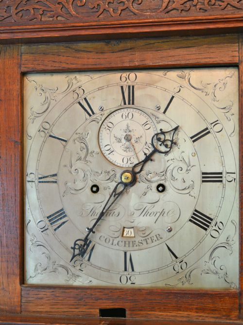 fig 2. 18th century oak grandfather clock Thomas Thorp Colchester
